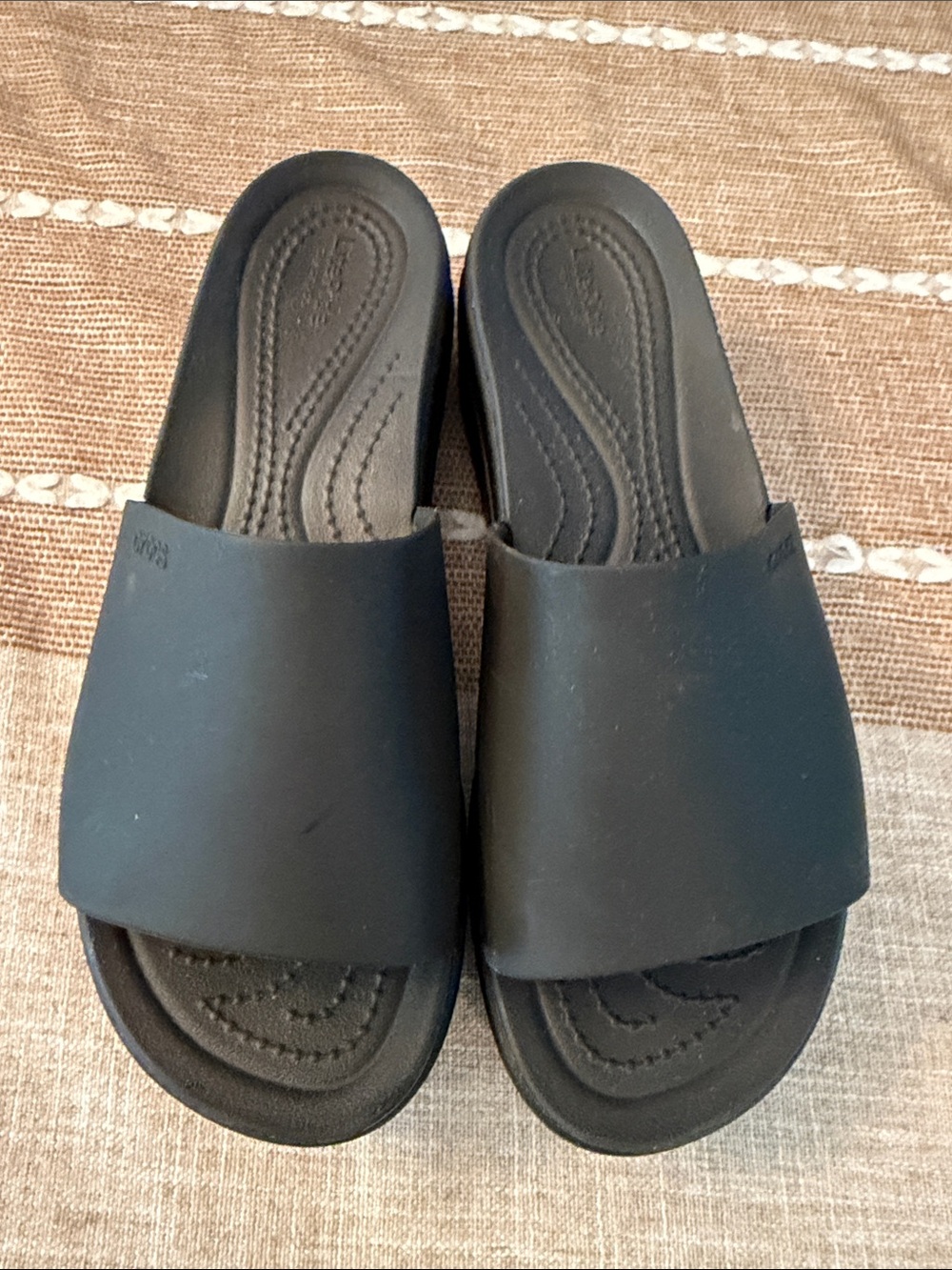 CROCS Black Women's Slide Sandals - Wide Strap Comfort Literide